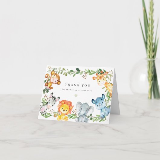 Safari Animals Baby Shower Thank You Card サンキューカード (正面)