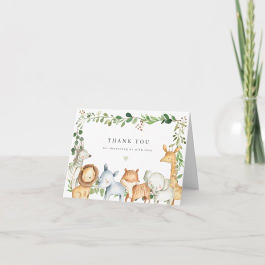 Safari Animals Baby Shower Thank You Card サンキューカード (正面)
