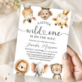 Safari Animals Baby Shower Wild One Gender Neutral 招待状