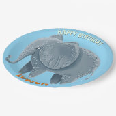 Safari animals birthday elephant kid custom ペーパープレート (アングル)