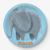 Safari animals birthday elephant kid custom ペーパープレート (正面)