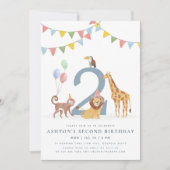 Safari Animals Birthday Invitation Jungle Party  招待状 (正面)