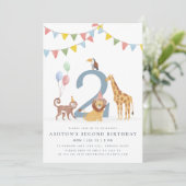 Safari Animals Birthday Invitation Jungle Party  招待状 (スタンド正面)