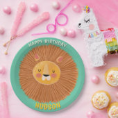 Safari animals birthday lion kid custom ペーパープレート (パーティー)