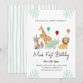 Safari Animals Birthday party 招待状 (正面/裏面)