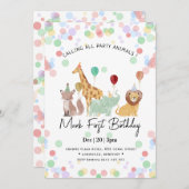 Safari Animals Birthday party 招待状 (正面/裏面)