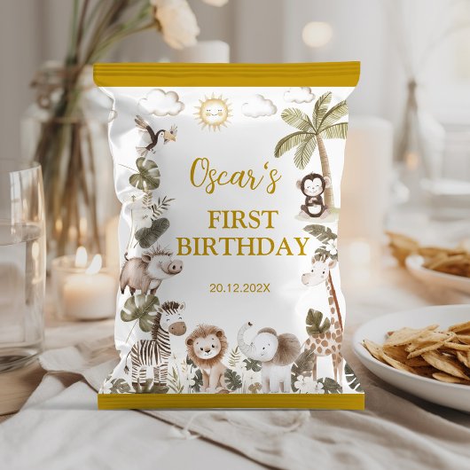 Safari Animals Birthday Party Chip Bag Wrapper チラシ