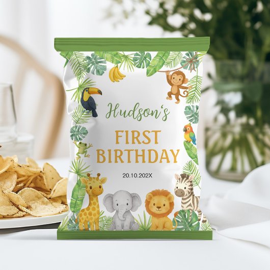 Safari Animals Birthday Party Chip Bag Wrapper チラシ