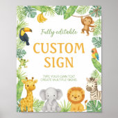 Safari Animals Birthday Party Table Sign ポスター (正面)