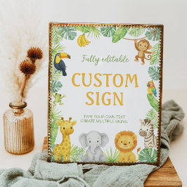 Safari Animals Birthday Party Table Sign ポスター