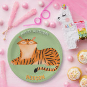 Safari animals birthday tiger kid custom ペーパープレート (パーティー)