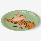 Safari animals birthday tiger kid custom ペーパープレート (アングル)