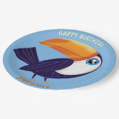 Safari animals birthday toucan kid custom ペーパープレート (アングル)