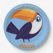 Safari animals birthday toucan kid custom ペーパープレート (正面)