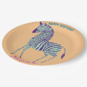 Safari animals birthday zebra girl ペーパープレート (アングル)