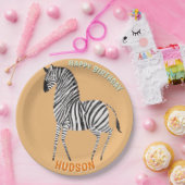Safari animals birthday zebra kid custom ペーパープレート (パーティー)