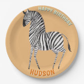 Safari animals birthday zebra kid custom ペーパープレート (正面)