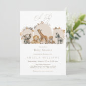 Safari Animals Boho Baby Shower with Book Request 招待状 (スタンド正面)