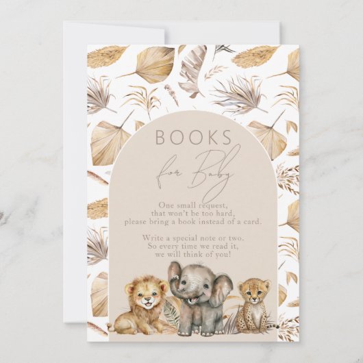 Safari Animals Boho Baby Shower with Book Request 招待状 (裏面)