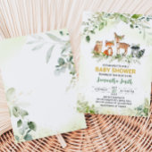 Safari Animals Botanical Baby Shower 招待状