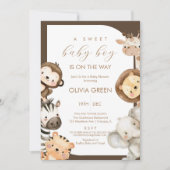 Safari Animals Boy Baby Shower  招待状 (正面)