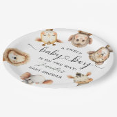 Safari Animals Boy Baby Shower Tropical Jungle ペーパープレート (アングル)