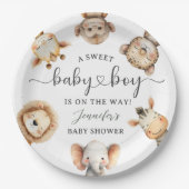 Safari Animals Boy Baby Shower Tropical Jungle ペーパープレート (正面)