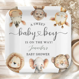Safari Animals Boy Baby Shower Tropical Jungle ペーパープレート