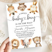 Safari Animals Boy Baby Shower Tropical Jungle 招待状
