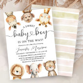 Safari Animals Boy Baby Shower Tropical Jungle 招待状