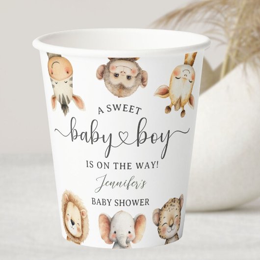 Safari Animals Boy Baby Shower Tropical Jungle 紙コップ