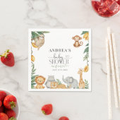 Safari Animals Calligraphy Baby Shower  スタンダードカクテルナプキン (インサイチュ)