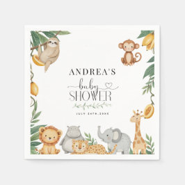 Safari Animals Calligraphy Baby Shower  スタンダードカクテルナプキン