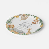 Safari Animals Calligraphy Baby Shower  ペーパープレート (アングル)