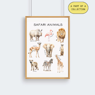 Safari Animals Educational Poster ポスター