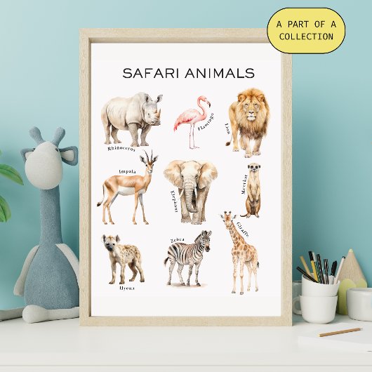 Safari Animals Educational Poster ポスター