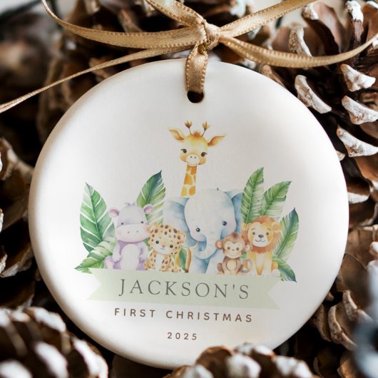 Safari Animals First Christmas  セラミックオーナメント