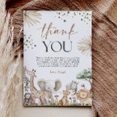 Safari Animals Gender Neutral Baby Shower サンキューカード