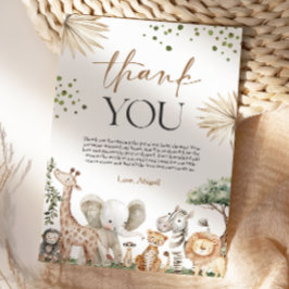 Safari Animals Gender Neutral Baby Shower サンキューカード