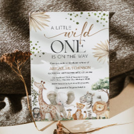 Safari Animals Gender Neutral Baby Shower 招待状