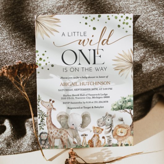 Safari Animals Gender Neutral Baby Shower 招待状