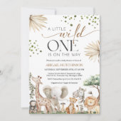 Safari Animals Gender Neutral Baby Shower 招待状 (正面)