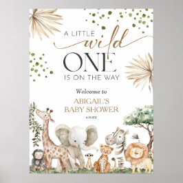Safari Animals Gender Neutral Baby Shower Welcome  ポスター