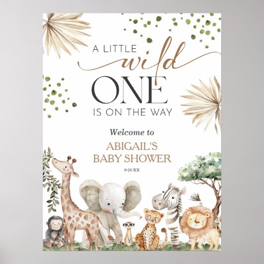 Safari Animals Gender Neutral Baby Shower Welcome  ポスター (正面)