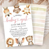 Safari Animals Girl Baby Shower Tropical Jungle 招待状