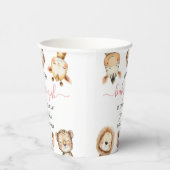 Safari Animals Girl Baby Shower Tropical Jungle 紙コップ (右)