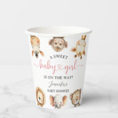 Safari Animals Girl Baby Shower Tropical Jungle 紙コップ (正面)