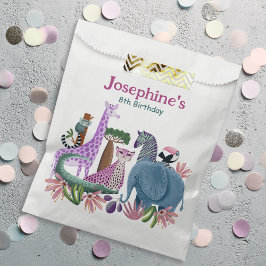 Safari animals jungle birthday girl custom フェイバーバッグ