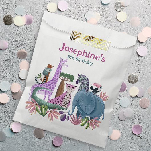 Safari animals jungle birthday girl custom フェイバーバッグ