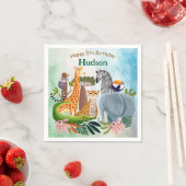 Safari animals jungle birthday watercolor スタンダードカクテルナプキン (インサイチュ)